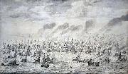willem van de velde  the younger The Battle of Terheide oil on canvas